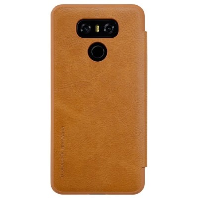 Prabangus „Nillkin“ Qin serijos rudas odinis atverčiamas LG G6 (H870) dėklas / Priedai.lt
