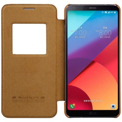 Prabangus „Nillkin“ Qin serijos rudas odinis atverčiamas LG G6 (H870) dėklas / Priedai.lt