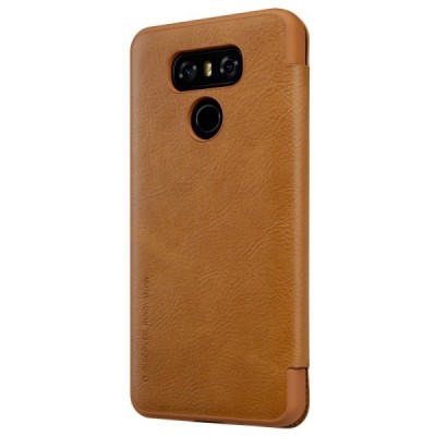 Prabangus „Nillkin“ Qin serijos rudas odinis atverčiamas LG G6 (H870) dėklas / Priedai.lt