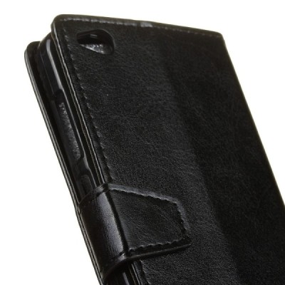Xiaomi Redmi 4A  atverčiamas juodas odinis dėklas, knygutė - piniginė / Priedai.lt