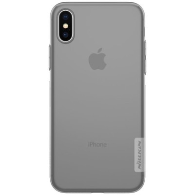Apple iPhone X (iPhone Xs) Nillkin Nature plonas skaidrus (permatomas) silikoninis TPU pilkas dėklas / Priedai.lt