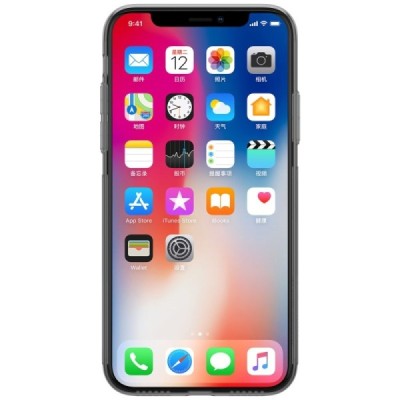 Apple iPhone X (iPhone Xs) Nillkin Nature plonas skaidrus (permatomas) silikoninis TPU pilkas dėklas / Priedai.lt