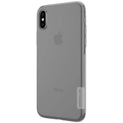 Apple iPhone X (iPhone Xs) Nillkin Nature plonas skaidrus (permatomas) silikoninis TPU pilkas dėklas / Priedai.lt