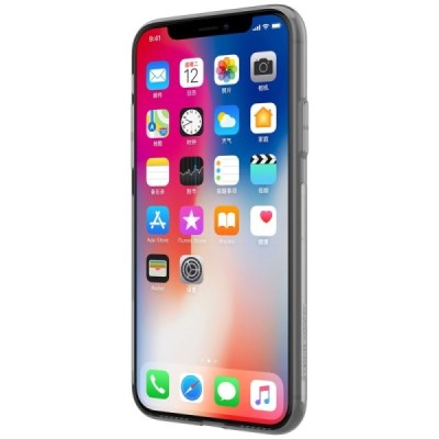Apple iPhone X (iPhone Xs) Nillkin Nature plonas skaidrus (permatomas) silikoninis TPU pilkas dėklas / Priedai.lt