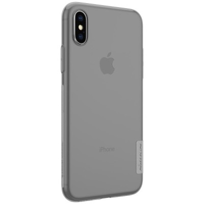 Apple iPhone X (iPhone Xs) Nillkin Nature plonas skaidrus (permatomas) silikoninis TPU pilkas dėklas / Priedai.lt