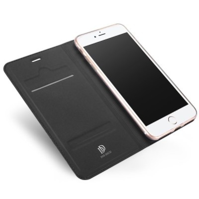„Dux Ducis“ Skin serijos Apple iPhone 7 Plus (iPhone 8 Plus) juodas odinis atverčiamas dėklas / Priedai.lt
