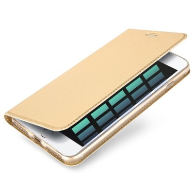 „Dux Ducis“ Skin serijos Apple iPhone 7 Plus (iPhone 8 Plus) auksinis odinis atverčiamas dėklas / Priedai.lt