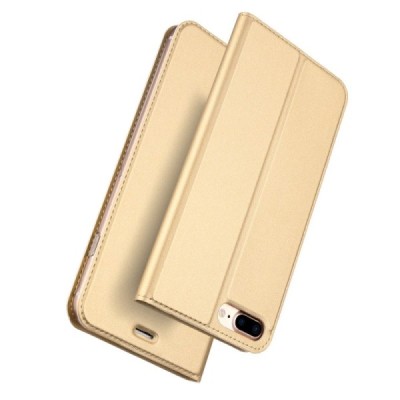 „Dux Ducis“ Skin serijos Apple iPhone 7 Plus (iPhone 8 Plus) auksinis odinis atverčiamas dėklas / Priedai.lt