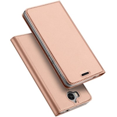 „Dux Ducis“ Skin serijos Huawei Y5 2017 (Y5 III) / Y6 2017 rožinis odinis atverčiamas dėklas / Priedai.lt
