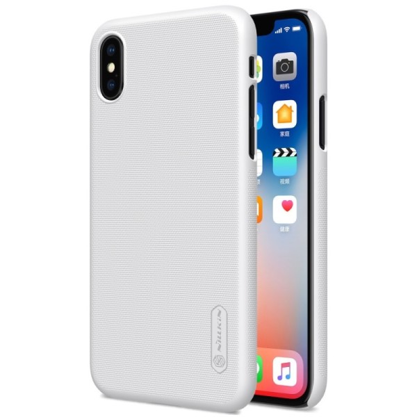 „Nillkin“ Frosted Shield dėklas - baltas + apsauginė ekrano plėvelė (iPhone X / Xs)