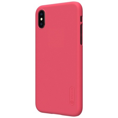 Nillkin Frosted Shield Apple iPhone X (iPhone Xs) raudonas plastikinis dėklas + apsauginė ekrano plėvelė / Priedai.lt