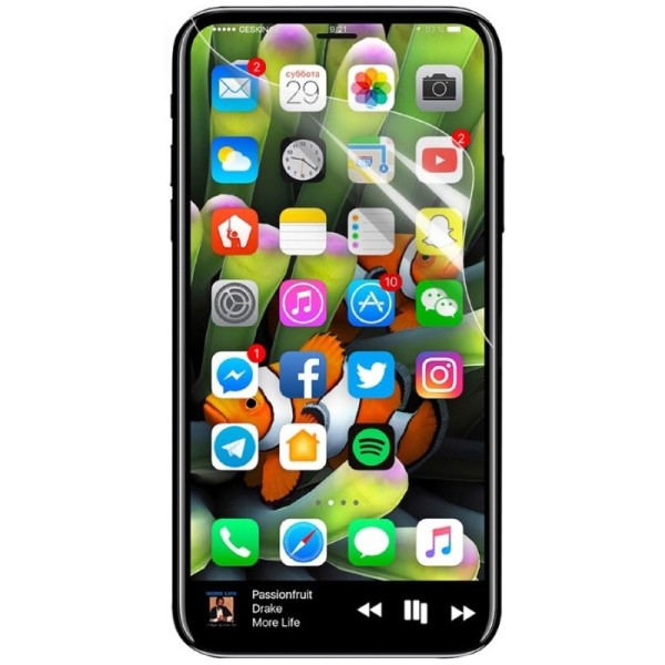„ISME“ apsauginė ekrano plėvelė (pilnai dengianti) - skaidri (iPhone X / Xs / 11 Pro)