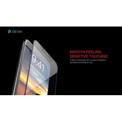 Apple iPhone X (iPhone Xs, 11 Pro) „Devia“ 9H Tempered Glass sustiprintos apsaugos juodas pilnai dengiantis apsauginis ekrano st