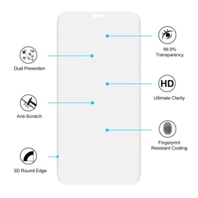 Apple iPhone X (iPhone Xs, 11 Pro) „Hat-Prince“ 9H Tempered Glass sustiprintos apsaugos skaidrus pilnai dengiantis apsauginis ek