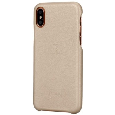 „Lenuo“ Soft Slim serijos Apple iPhone X (iPhone Xs) auksinis odinis dėklas - nugarėlė / Priedai.lt
