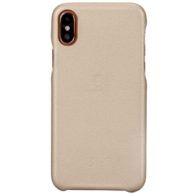 „Lenuo“ Soft Slim serijos Apple iPhone X (iPhone Xs) auksinis odinis dėklas - nugarėlė / Priedai.lt