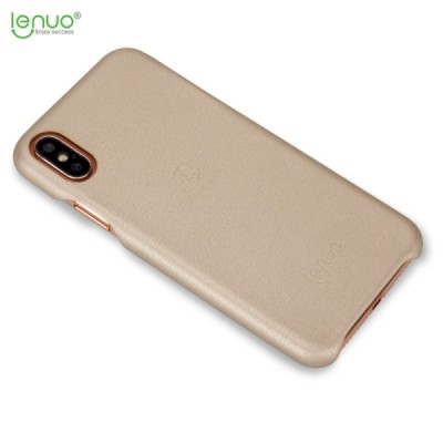 „Lenuo“ Soft Slim serijos Apple iPhone X (iPhone Xs) auksinis odinis dėklas - nugarėlė / Priedai.lt