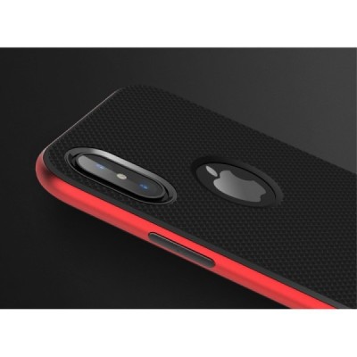 „Rock“ Royce Kickstand sustiprintos apsaugos Apple iPhone X (iPhone Xs) raudonas kieto silikono (TPU) ir plastiko dėklas / Pried