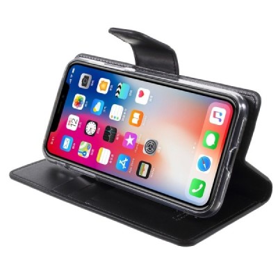 Mercury Sonata atverčiamas Apple iPhone X (iPhone Xs) juodas odinis dėklas - piniginė / Priedai.lt