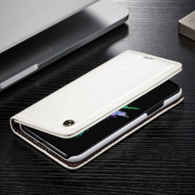 Apple iPhone X (iPhone Xs) „CaseMe“ solidus atverčiamas baltas odinis dėklas - knygutė / Priedai.lt
