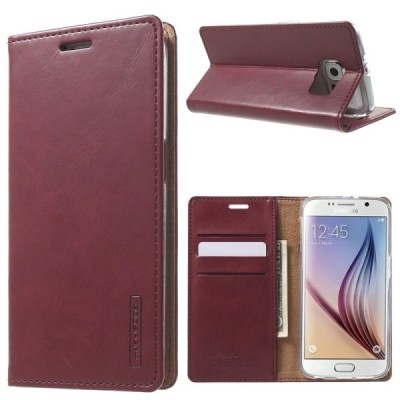 Mercury Blue Moon atverčiamas Samsung Galaxy S6 (G920) bordo odinis dėklas - piniginė / Priedai.lt