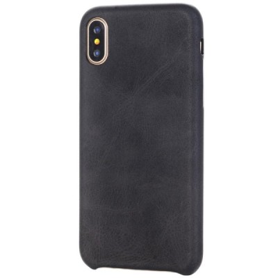 Slim Leather Apple iPhone X (iPhone Xs) juodas odinis dėklas - nugarėlė / Priedai.lt