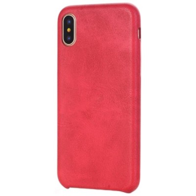 Slim Leather Apple iPhone X (iPhone Xs) raudonas odinis dėklas - nugarėlė / Priedai.lt