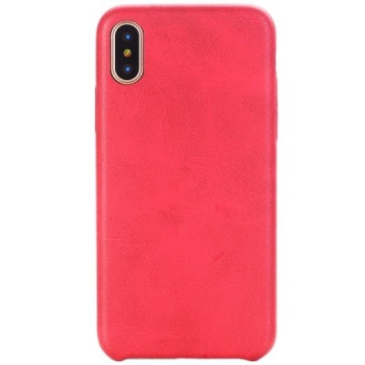 Slim Leather Apple iPhone X (iPhone Xs) raudonas odinis dėklas - nugarėlė / Priedai.lt