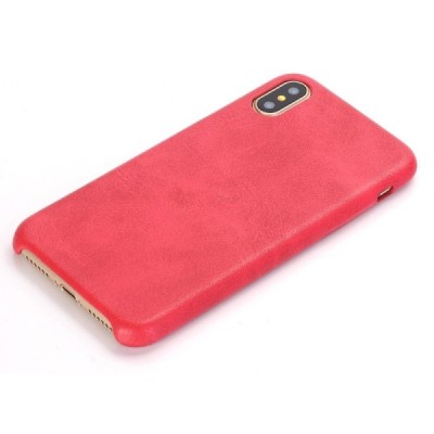 Slim Leather Apple iPhone X (iPhone Xs) raudonas odinis dėklas - nugarėlė / Priedai.lt