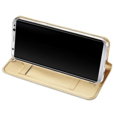 „Dux Ducis“ Skin serijos Samsung Galaxy S8 (G950) auksinis odinis atverčiamas dėklas / Priedai.lt
