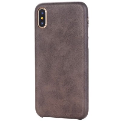 Slim Leather Apple iPhone X (iPhone Xs) tamsiai rudas odinis dėklas - nugarėlė / Priedai.lt