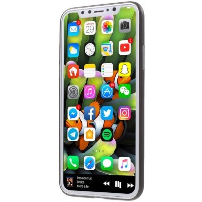 Ploniausias pasaulyje plastikinis skaidrus Apple iPhone X (iPhone Xs) juodas dėklas - nugarėlė / Priedai.lt