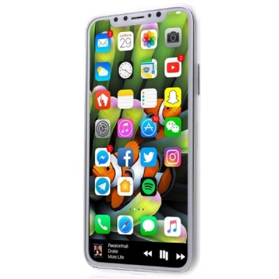 Ploniausias pasaulyje plastikinis skaidrus Apple iPhone X (iPhone Xs) baltas dėklas - nugarėlė / Priedai.lt
