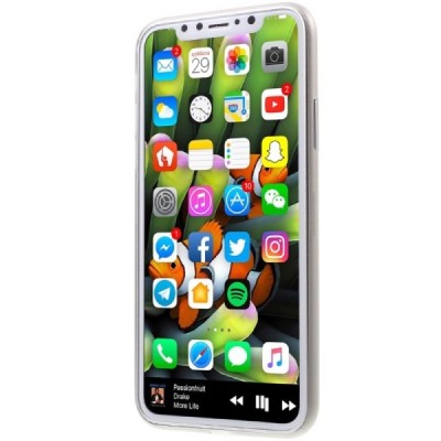 Ploniausias pasaulyje plastikinis skaidrus Apple iPhone X (iPhone Xs) pilkas dėklas - nugarėlė / Priedai.lt