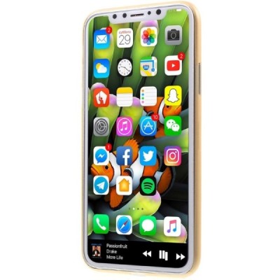 Ploniausias pasaulyje plastikinis skaidrus Apple iPhone X (iPhone Xs) rudas dėklas - nugarėlė / Priedai.lt