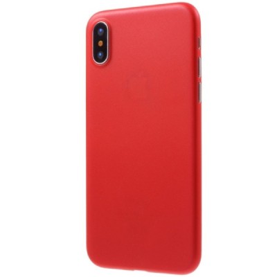 Ploniausias pasaulyje plastikinis skaidrus Apple iPhone X (iPhone Xs) raudonas dėklas - nugarėlė / Priedai.lt