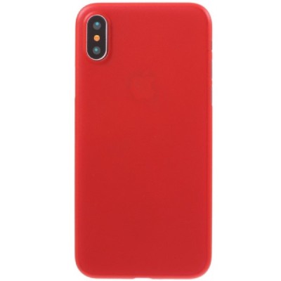 Ploniausias pasaulyje plastikinis skaidrus Apple iPhone X (iPhone Xs) raudonas dėklas - nugarėlė / Priedai.lt