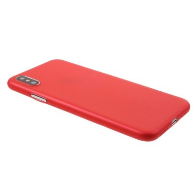 Ploniausias pasaulyje plastikinis skaidrus Apple iPhone X (iPhone Xs) raudonas dėklas - nugarėlė / Priedai.lt