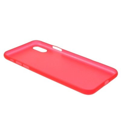 Ploniausias pasaulyje plastikinis skaidrus Apple iPhone X (iPhone Xs) raudonas dėklas - nugarėlė / Priedai.lt
