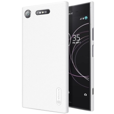 Nillkin Frosted Shield Sony Xperia XZ1 baltas plastikinis dėklas + apsauginė ekrano plėvelė / Priedai.lt