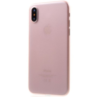 Ploniausias pasaulyje plastikinis skaidrus Apple iPhone X (iPhone Xs) šviesiai rožinis dėklas - nugarėlė / Priedai.lt