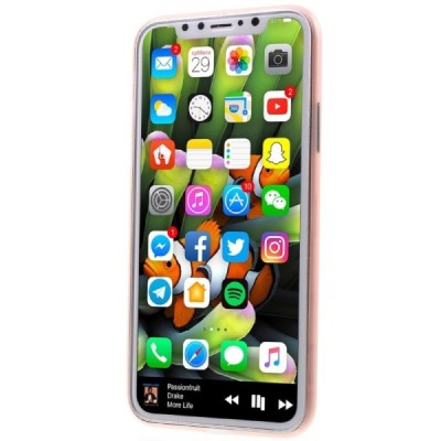 Ploniausias pasaulyje plastikinis skaidrus Apple iPhone X (iPhone Xs) šviesiai rožinis dėklas - nugarėlė / Priedai.lt