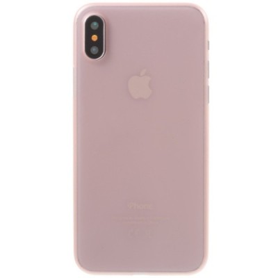 Ploniausias pasaulyje plastikinis skaidrus Apple iPhone X (iPhone Xs) šviesiai rožinis dėklas - nugarėlė / Priedai.lt