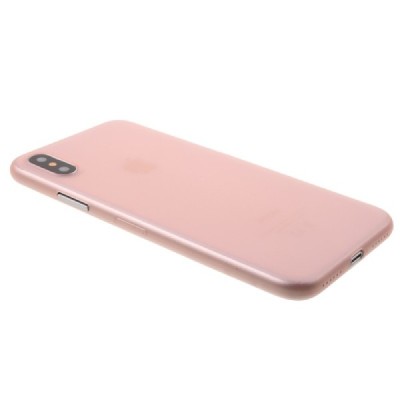 Ploniausias pasaulyje plastikinis skaidrus Apple iPhone X (iPhone Xs) šviesiai rožinis dėklas - nugarėlė / Priedai.lt