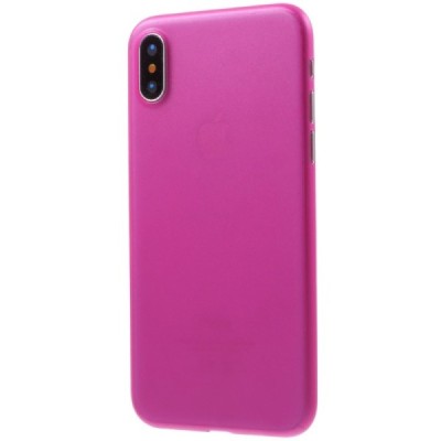 Ploniausias pasaulyje plastikinis skaidrus Apple iPhone X (iPhone Xs) tamsiai rožinis dėklas - nugarėlė / Priedai.lt