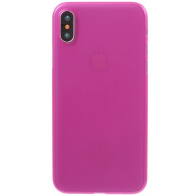 Ploniausias pasaulyje plastikinis skaidrus Apple iPhone X (iPhone Xs) tamsiai rožinis dėklas - nugarėlė / Priedai.lt