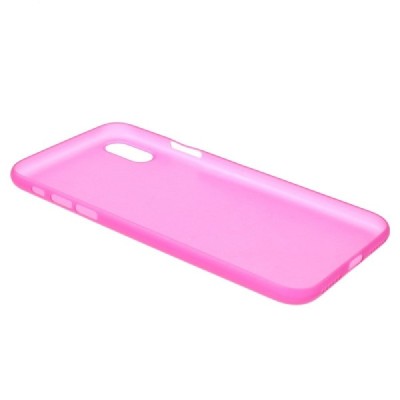 Ploniausias pasaulyje plastikinis skaidrus Apple iPhone X (iPhone Xs) tamsiai rožinis dėklas - nugarėlė / Priedai.lt