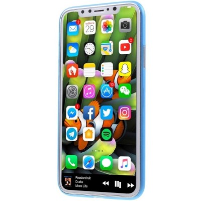 Ploniausias pasaulyje plastikinis skaidrus Apple iPhone X (iPhone Xs) tamsiai mėlynas dėklas - nugarėlė / Priedai.lt
