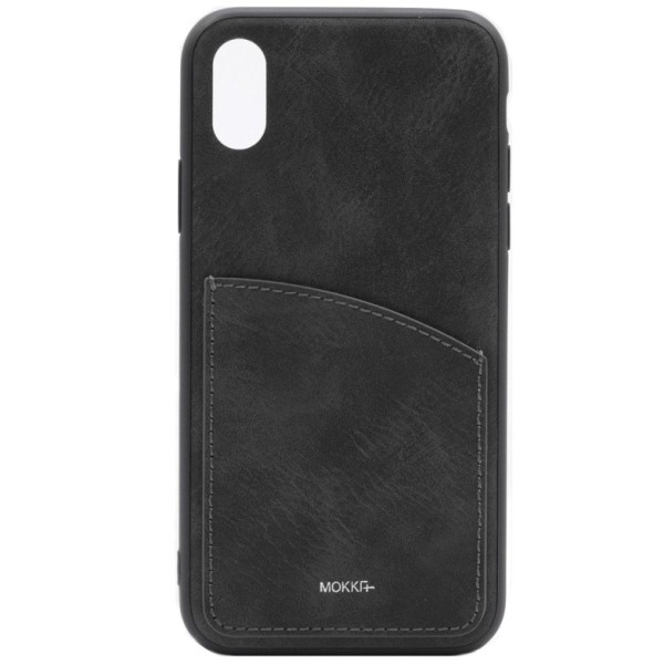 „MOKKA“ Retro dėklas su kišenėle - juodas (iPhone X / Xs)