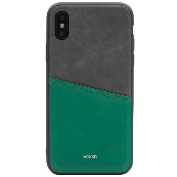 „MOKKA“ Svelte dėklas su kišenėle - žalias / pilkas (iPhone X / Xs)